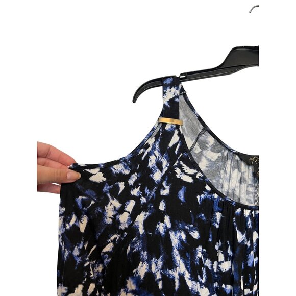 Thalia Sodi Sleeveless Womens Top Large Blue & Black Abstract Print - Picture 4 of 6